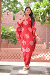 Arihantam Ruby Bloom – 3-Piece Cotton Kurti Set with Dupatta